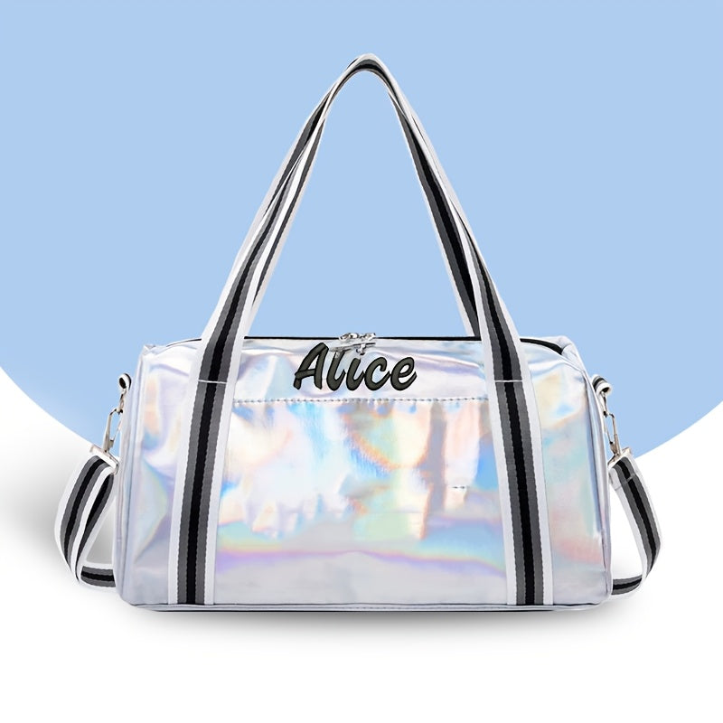 Laser bag with customize name Large capacity dance yoga gym bag with oblique cross-handle travel