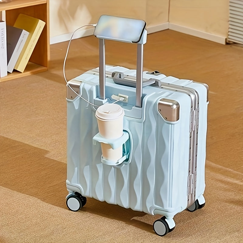 1pc new 18-inch boarding suitcase, high-value colorful aluminum frame buckle lock password box