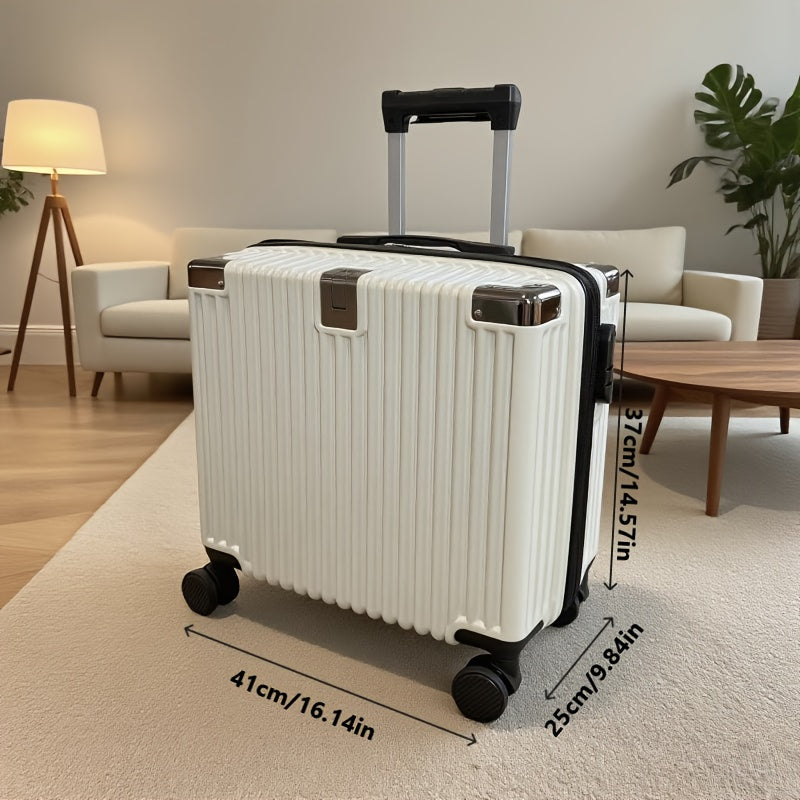 18-Inch Stylish Mini Trolley Suitcase with Three-Section Design