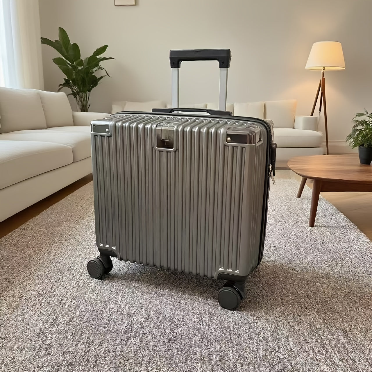 18-Inch Stylish Mini Trolley Suitcase with Three-Section Design
