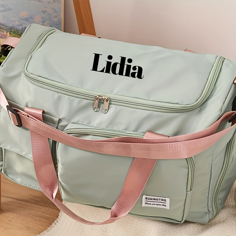 1pc Custom Name Embroidered Luggage Bag with Multiple Compartments for Easy Storage