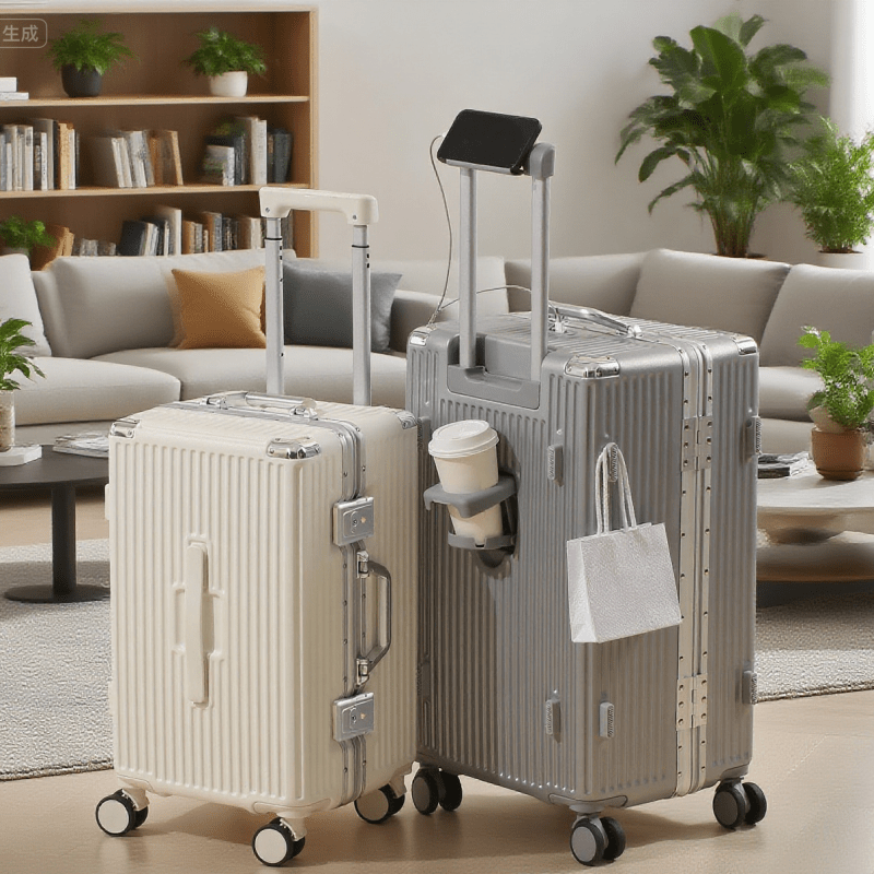 Thickened Suitcase 24\u002F26 Inch for Women - Reinforced Aluminum Frame Enhances Drop Resistance