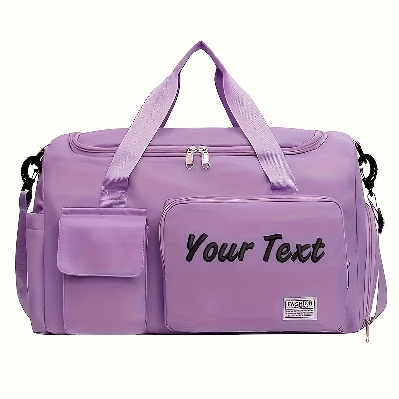 Custom Embroidered Name Large Capacity Multi-Pocket Durable Polyester Tote Bag - Bright Pink