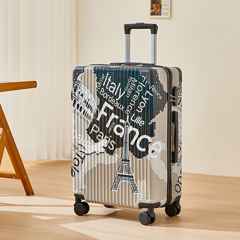 Fashion Graffiti 24-Inch Large Capacity Luggage with Spinner Wheels, TSA Lock