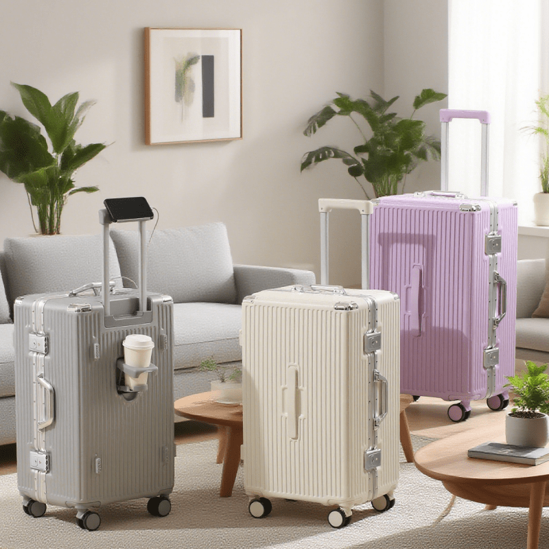 Thickened Suitcase 24\u002F26 Inch for Women - Reinforced Aluminum Frame Enhances Drop Resistance