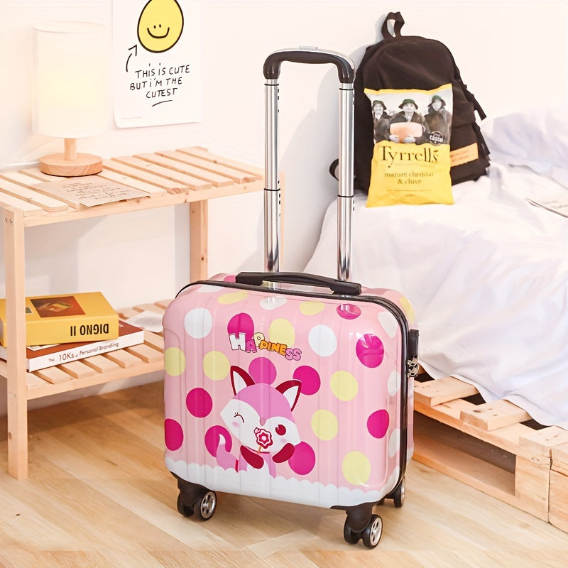 Cute Mini 18-Inch Spinner Suitcase with Silent Wheels – Adorable Animal & Food Design