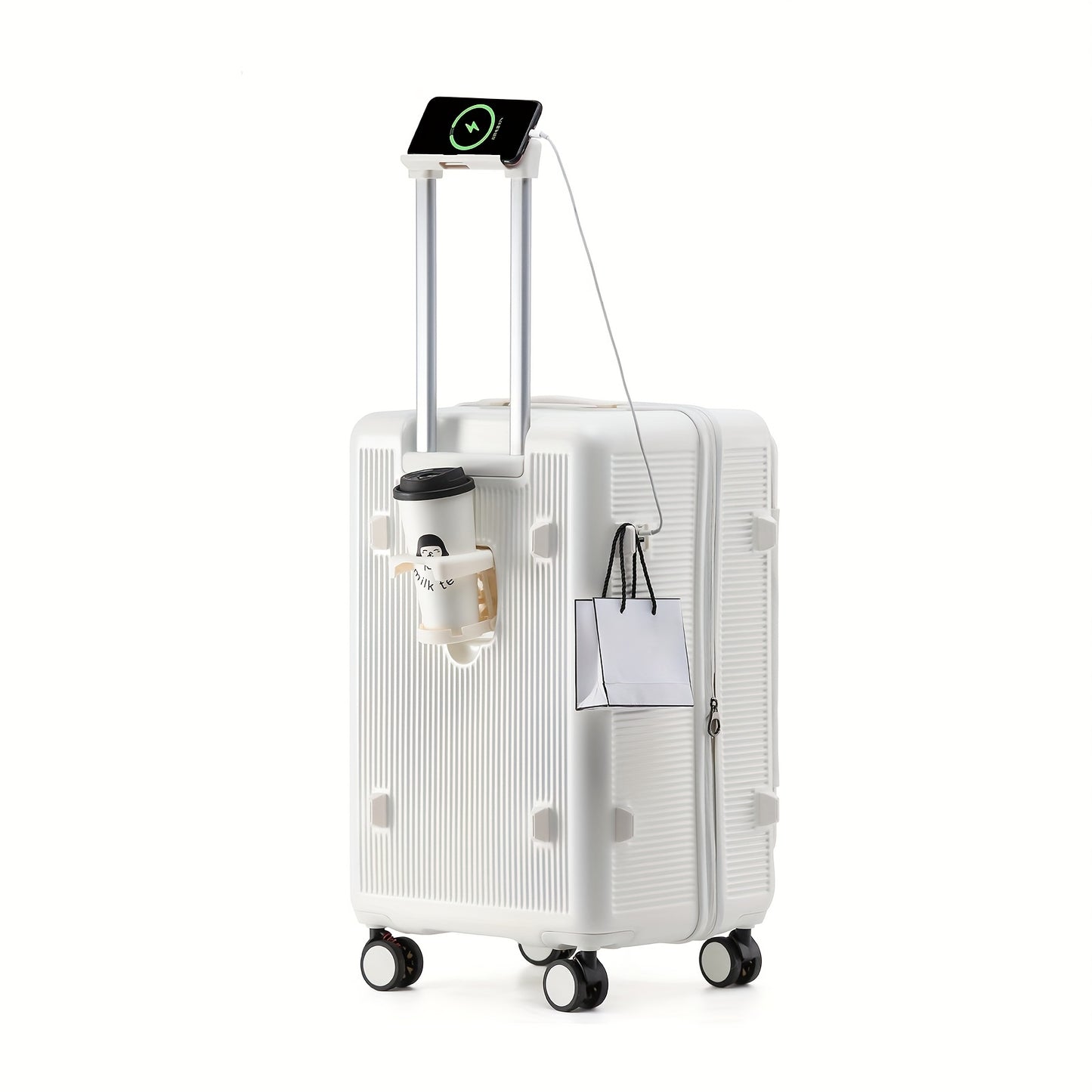 1pc Large Suitcase with USB Charging Ports