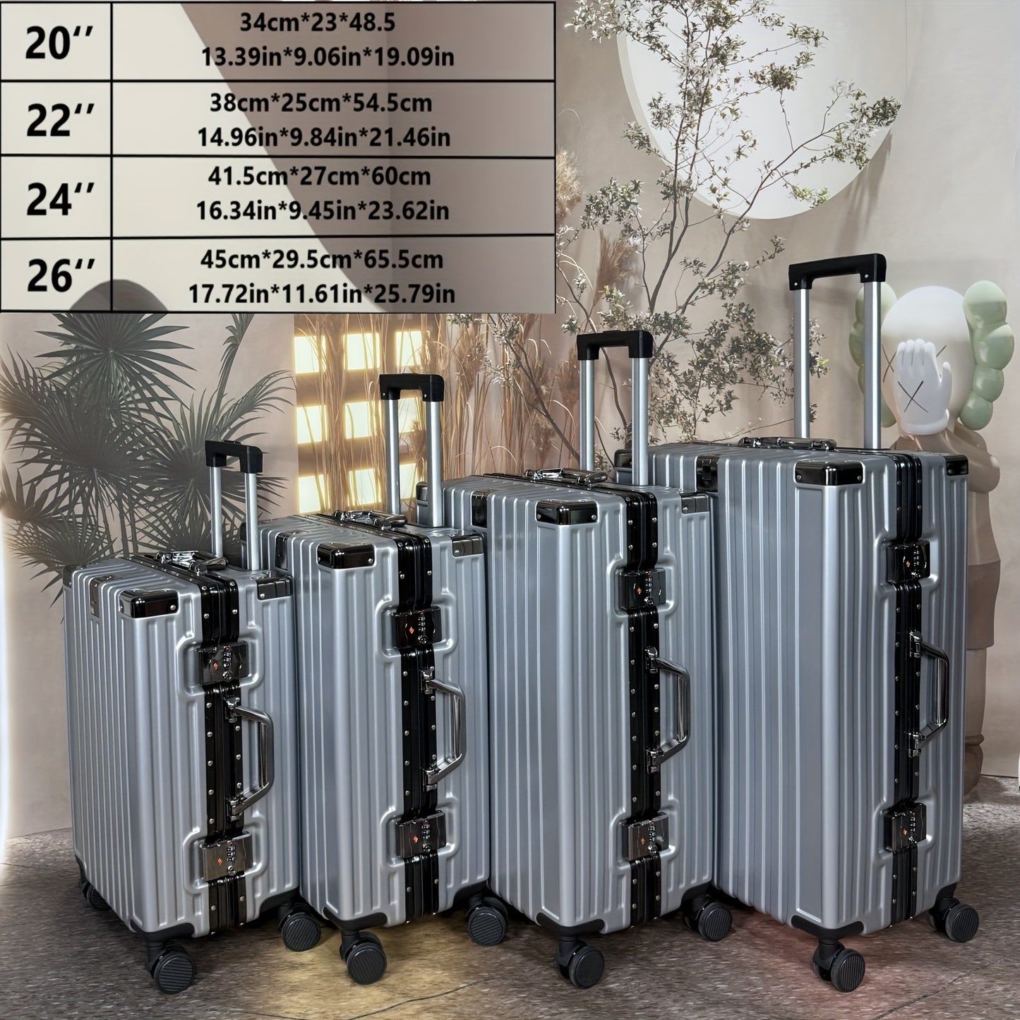 1pc 22\u002F26 Inch Multi-Functional Aluminum Frame Suitcase
