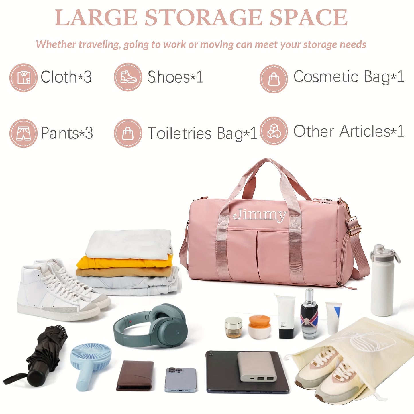 Personalized Duffel Bag Name Custom Sport Gym Bags for Women