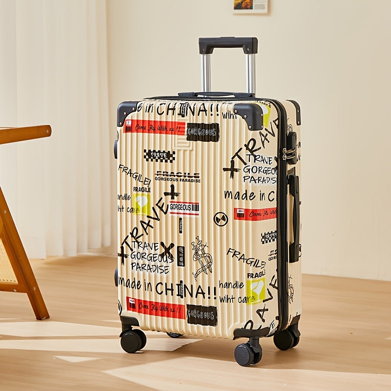 Fashion Graffiti 24-Inch Large Capacity Luggage with Spinner Wheels, TSA Lock