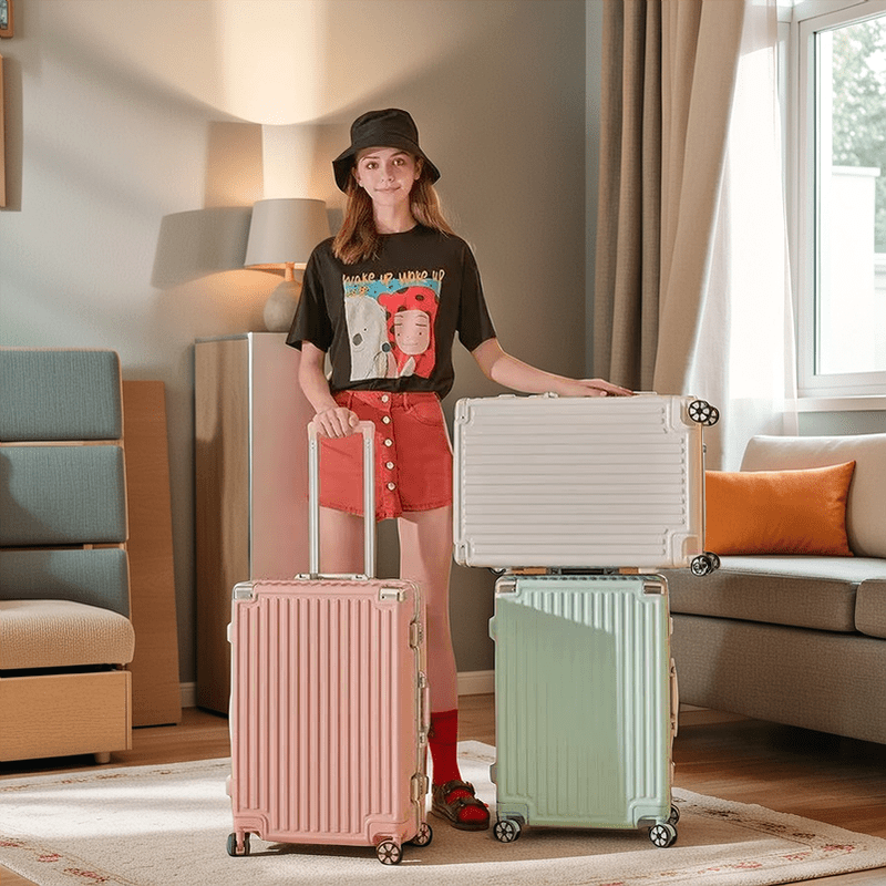 20-inch Aluminum Frame Carry-On Suitcase - Light Luxury ABS Hardshell Luggage with Password Lock