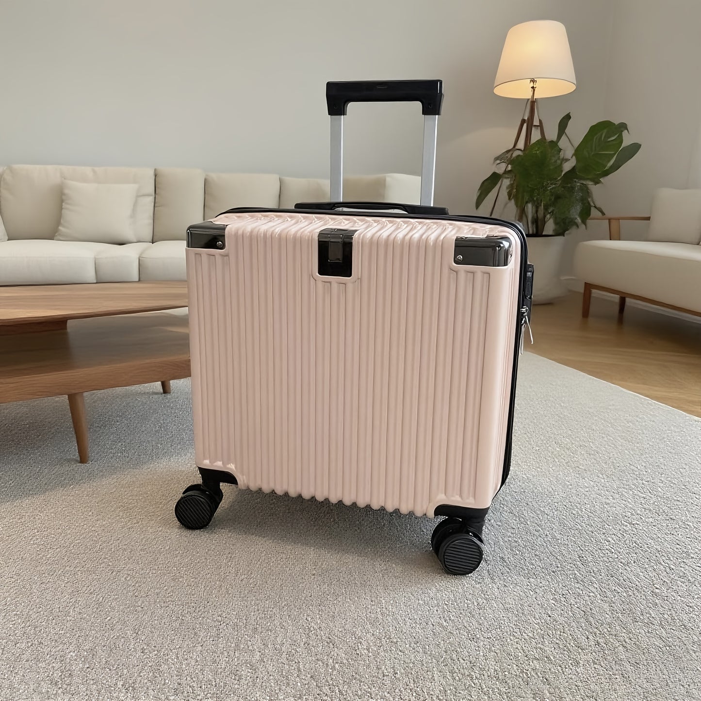 18-Inch Stylish Mini Trolley Suitcase with Three-Section Design