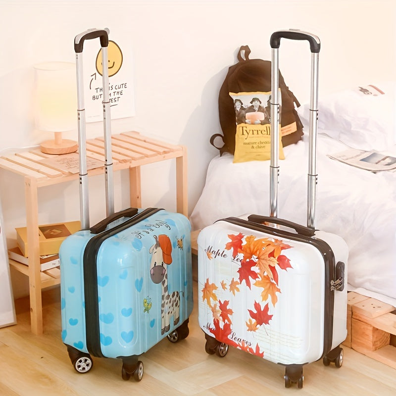 Cute Mini 18-Inch Spinner Suitcase with Silent Wheels – Adorable Animal & Food Design