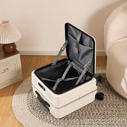 18-inch boarding suitcase with front flip lid, stylish zipper luggage