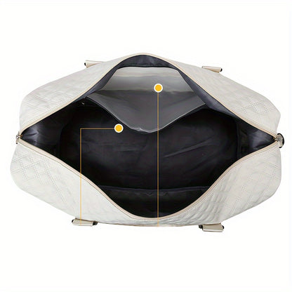 Lightweight Large Capacity Travel Luggage Bag, Solid Color Argyle Pattern Zipper Duffle Bag, Overnight Bag