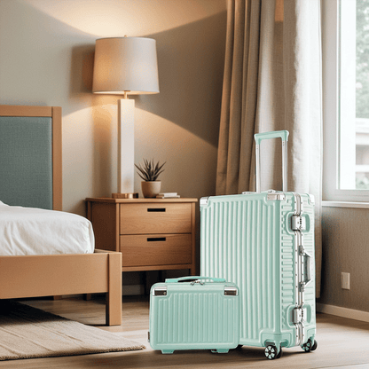 20-inch Aluminum Frame Carry-On Suitcase - Light Luxury ABS Hardshell Luggage with Password Lock