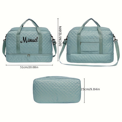 Personalized Quilted Travel Luggage Bag with Custom Name, Women'S Check-In Bag