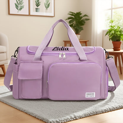 1pc Custom Name Embroidered Luggage Bag with Multiple Compartments for Easy Storage