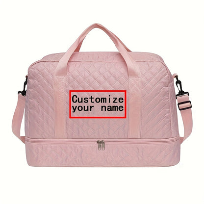 Personalized Quilted Travel Luggage Bag with Custom Name, Women'S Check-In Bag