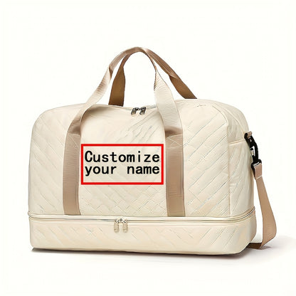 Personalized Quilted Travel Luggage Bag with Custom Name, Women'S Check-In Bag
