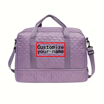 Personalized Quilted Travel Luggage Bag with Custom Name, Women'S Check-In Bag