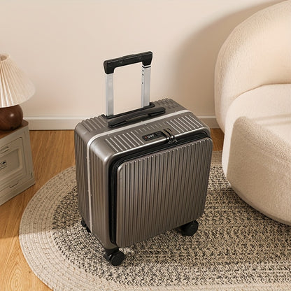 18-inch boarding suitcase with front flip lid, stylish zipper luggage