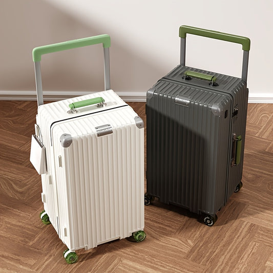 Wide Pull Handle Zipper PC Material Transparent Wheel Combination Lock Suitcase Handle with Cup Holder Travel Box Suitable for Moving and Travel Use