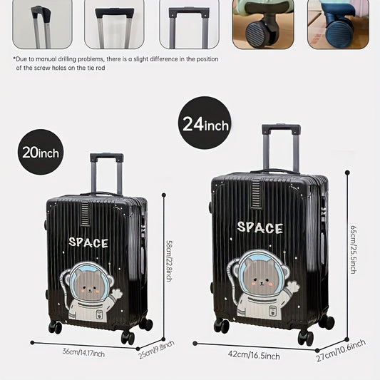 Fashion Graffiti 24-Inch Large Capacity Luggage with Spinner Wheels, TSA Lock