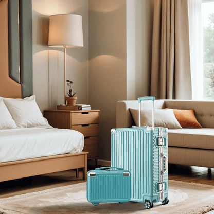 20-inch Aluminum Frame Carry-On Suitcase - Light Luxury ABS Hardshell Luggage with Password Lock