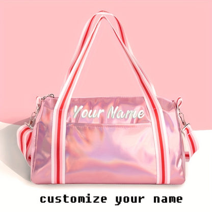 Laser bag with customize name Large capacity dance yoga gym bag with oblique cross-handle travel