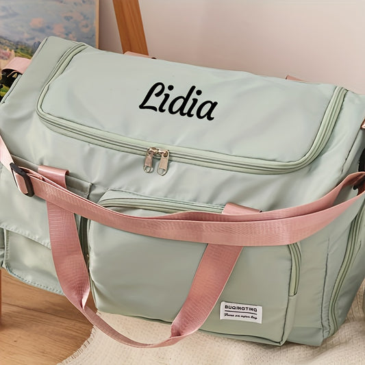1pc Custom Name Embroidered Luggage Bag with Multiple Compartments for Easy Storage