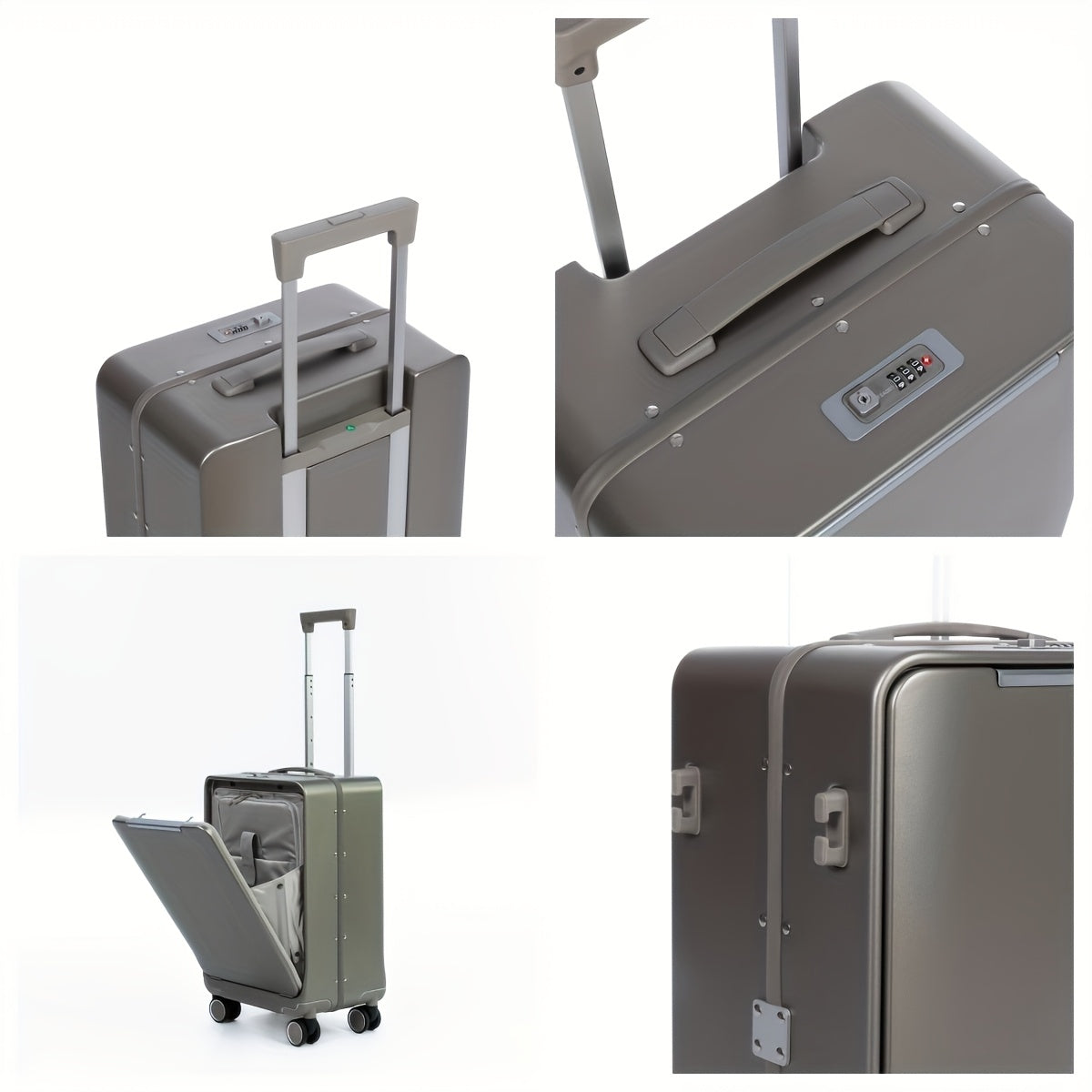 20-Inch Aluminum Frame Suitcase, TSA Approved, Light Luxury Texture Trend Travel New Style