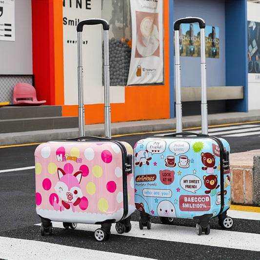 Cute Mini 18-Inch Spinner Suitcase with Silent Wheels – Adorable Animal & Food Design
