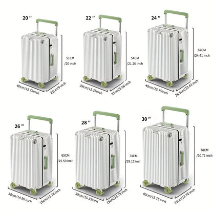 Wide Pull Handle Zipper PC Material Transparent Wheel Combination Lock Suitcase Handle with Cup Holder Travel Box Suitable for Moving and Travel Use