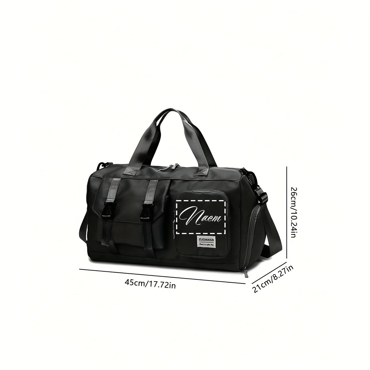 Travel Bag - Personalized Durable Polyester Shoulder Bag with Multiple Pockets, Adjustable Strap