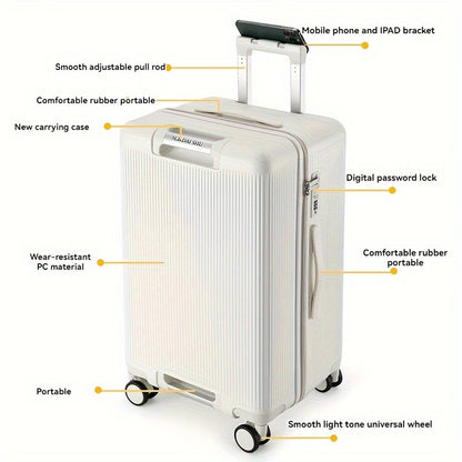 1pc Large Capacity Thickened Trolley Suitcase with Quiet Omni-Wheels