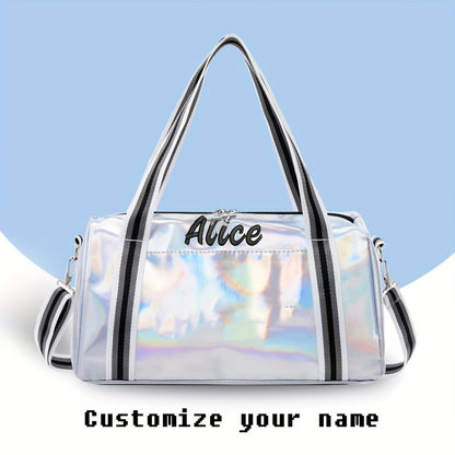 Laser bag with customize name Large capacity dance yoga gym bag with oblique cross-handle travel