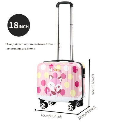 Cute Mini 18-Inch Spinner Suitcase with Silent Wheels – Adorable Animal & Food Design