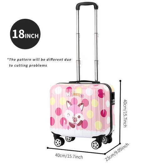 Cute Mini 18-Inch Spinner Suitcase with Silent Wheels – Adorable Animal & Food Design