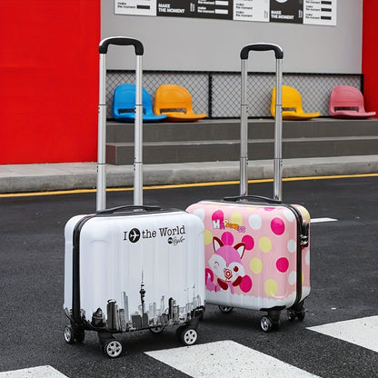 Cute Mini 18-Inch Spinner Suitcase with Silent Wheels – Adorable Animal & Food Design