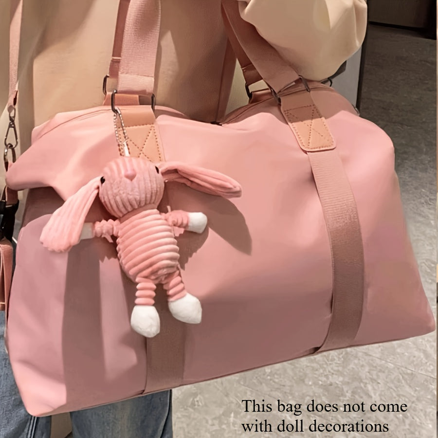 Bright Pink Weekend Getaway Duffle Bag - Large Capacity Nylon Travel & Gym Yoga Bag with Wet