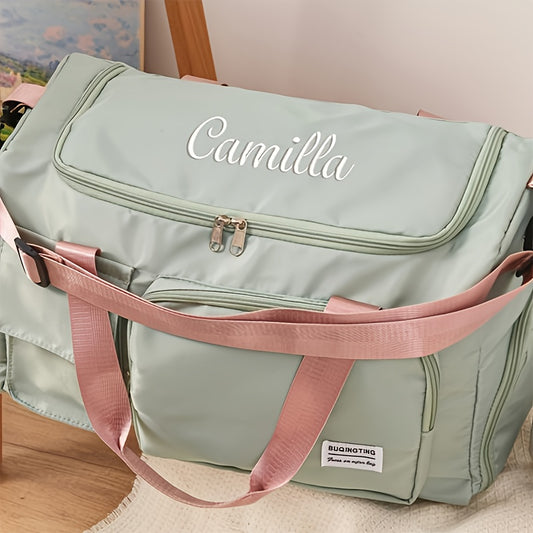 1pc Custom Name Embroidered Luggage Bag with Multiple Compartments for Easy Storage