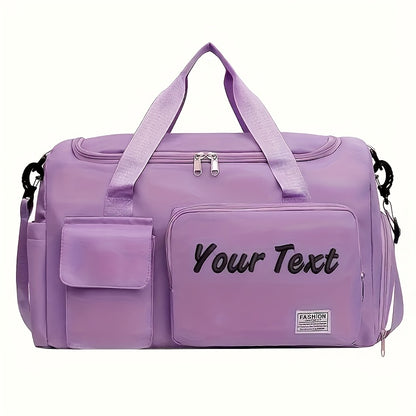 Custom Embroidered Name Large Capacity Multi-Pocket Durable Polyester Tote Bag - Bright Pink