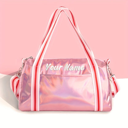 Laser bag with customize name Large capacity dance yoga gym bag with oblique cross-handle travel