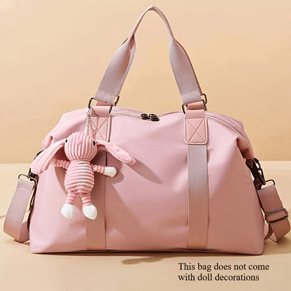 Bright Pink Weekend Getaway Duffle Bag - Large Capacity Nylon Travel & Gym Yoga Bag with Wet