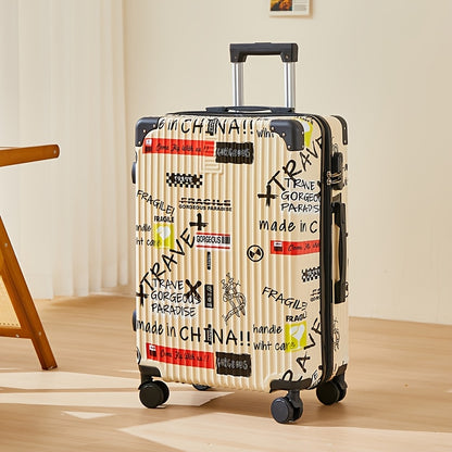 Fashion Graffiti 24-Inch Large Capacity Luggage with Spinner Wheels, TSA Lock