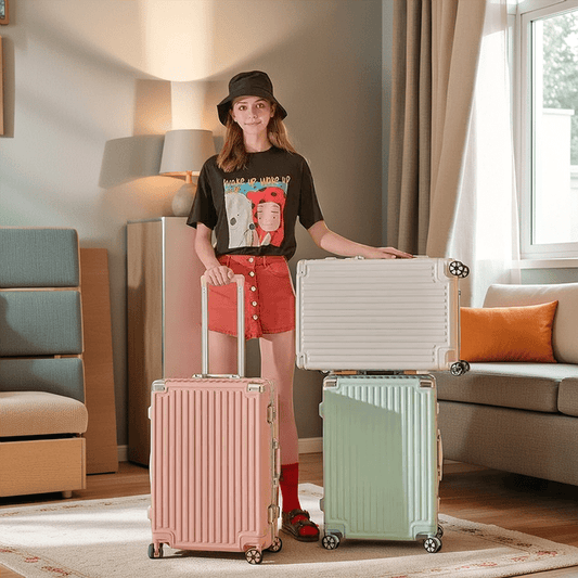 20-inch Aluminum Frame Carry-On Suitcase - Light Luxury ABS Hardshell Luggage with Password Lock
