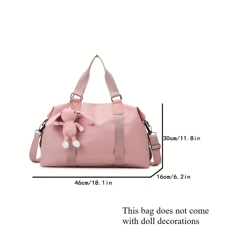 Bright Pink Weekend Getaway Duffle Bag - Large Capacity Nylon Travel & Gym Yoga Bag with Wet