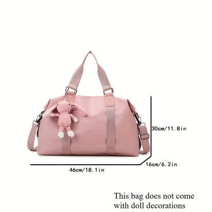 Bright Pink Weekend Getaway Duffle Bag - Large Capacity Nylon Travel & Gym Yoga Bag with Wet